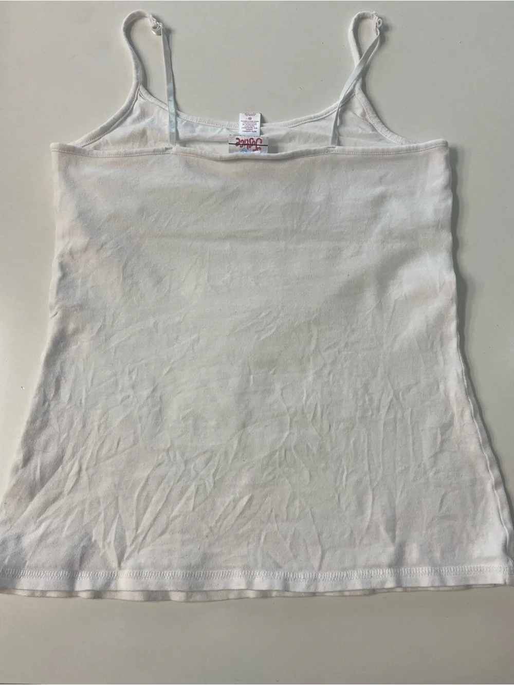 Justice White Sparkly Cami Top Built-in Shelf Bra Adjustable Straps girls size 8